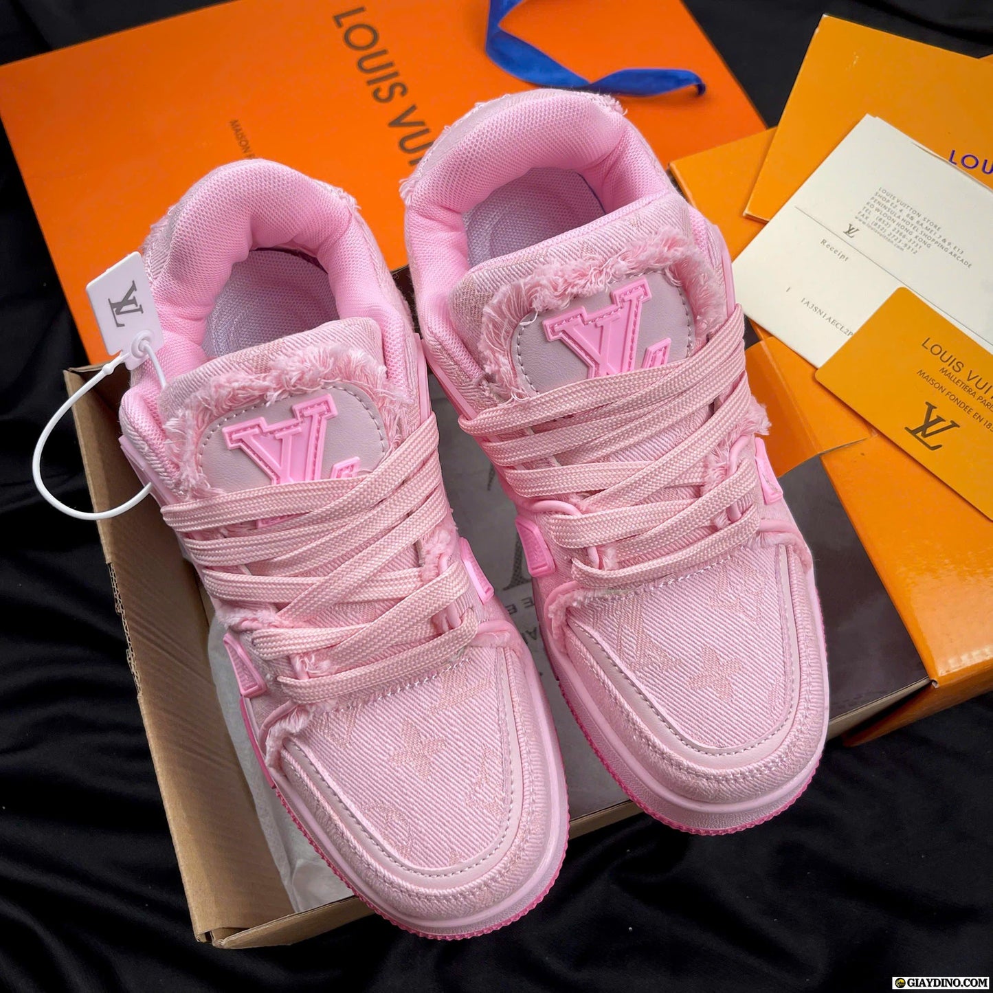 LV Pink Denim Skate Shoes