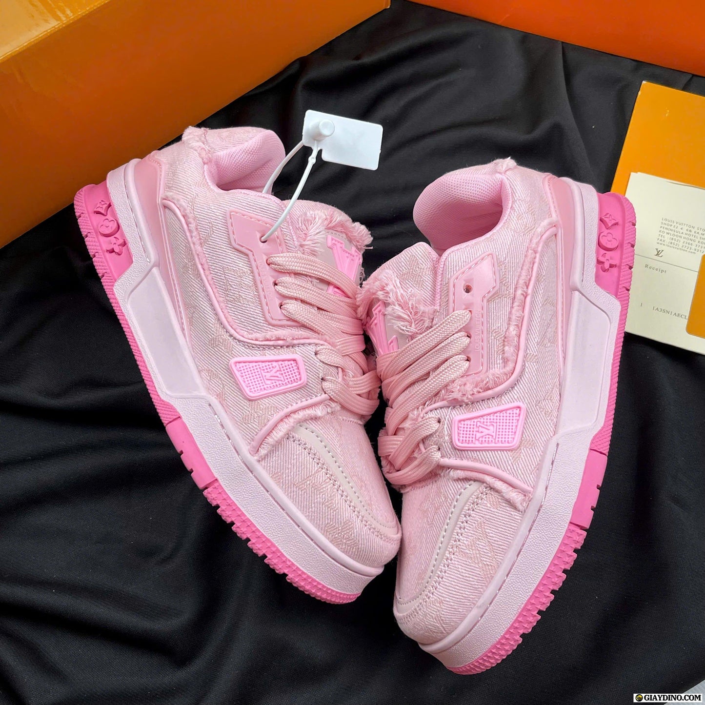 LV Pink Denim Skate Shoes