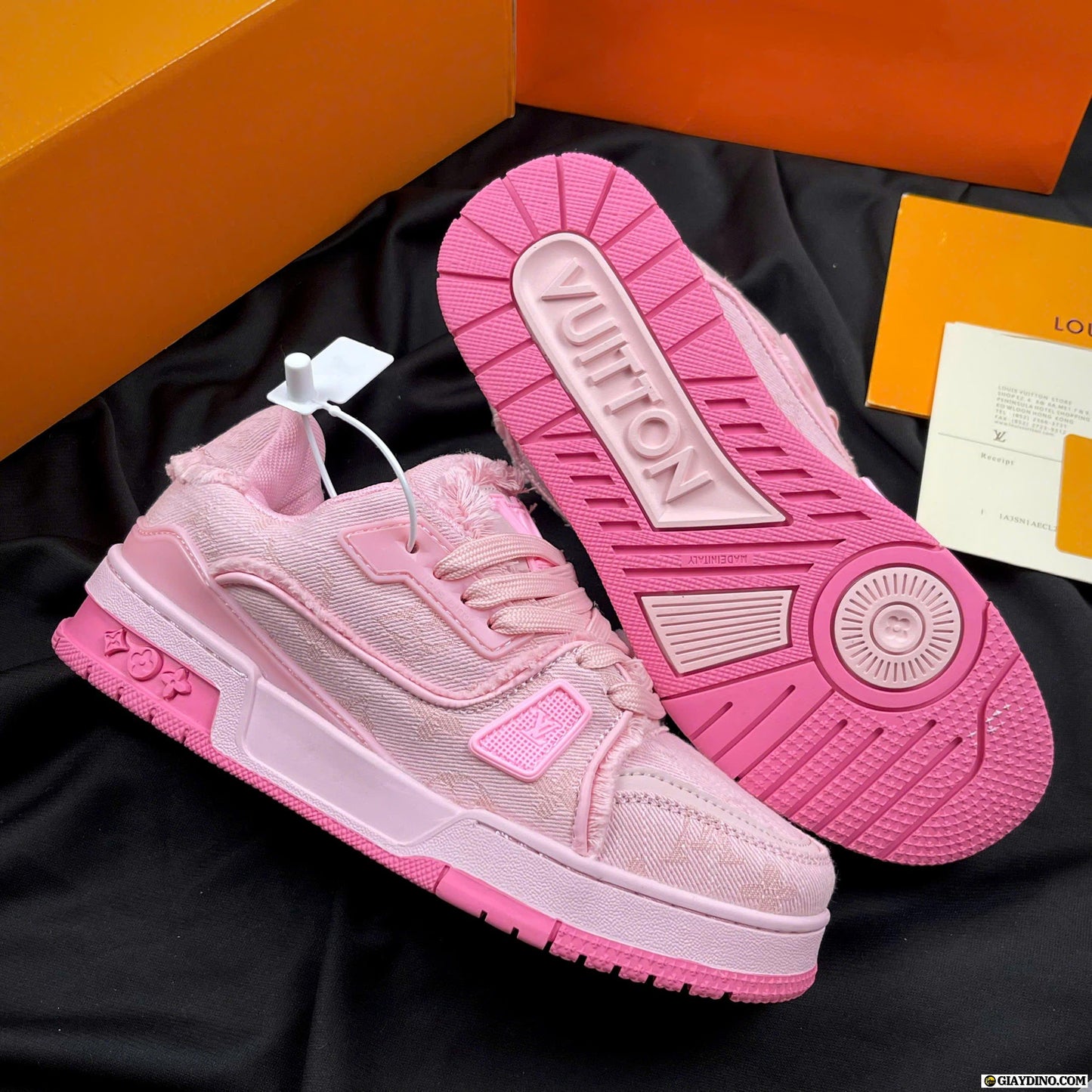 LV Pink Denim Skate Shoes