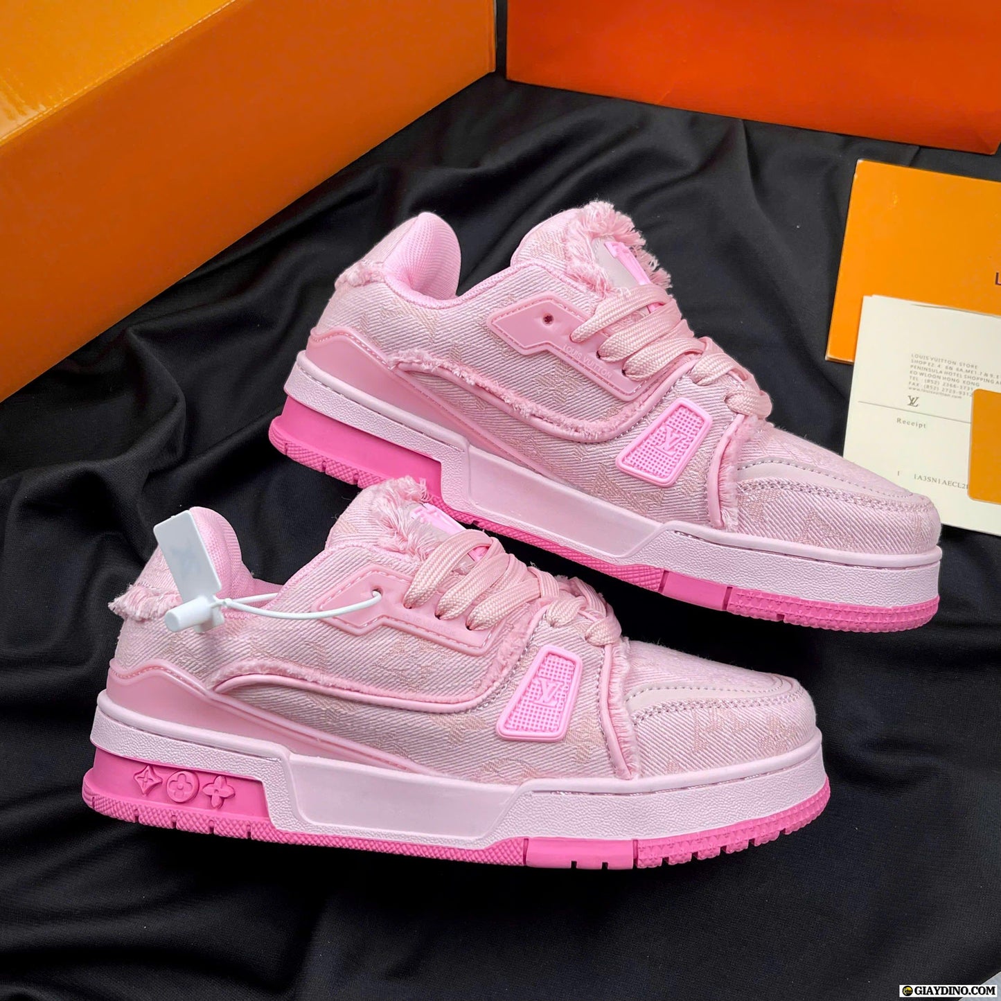 LV Pink Denim Skate Shoes