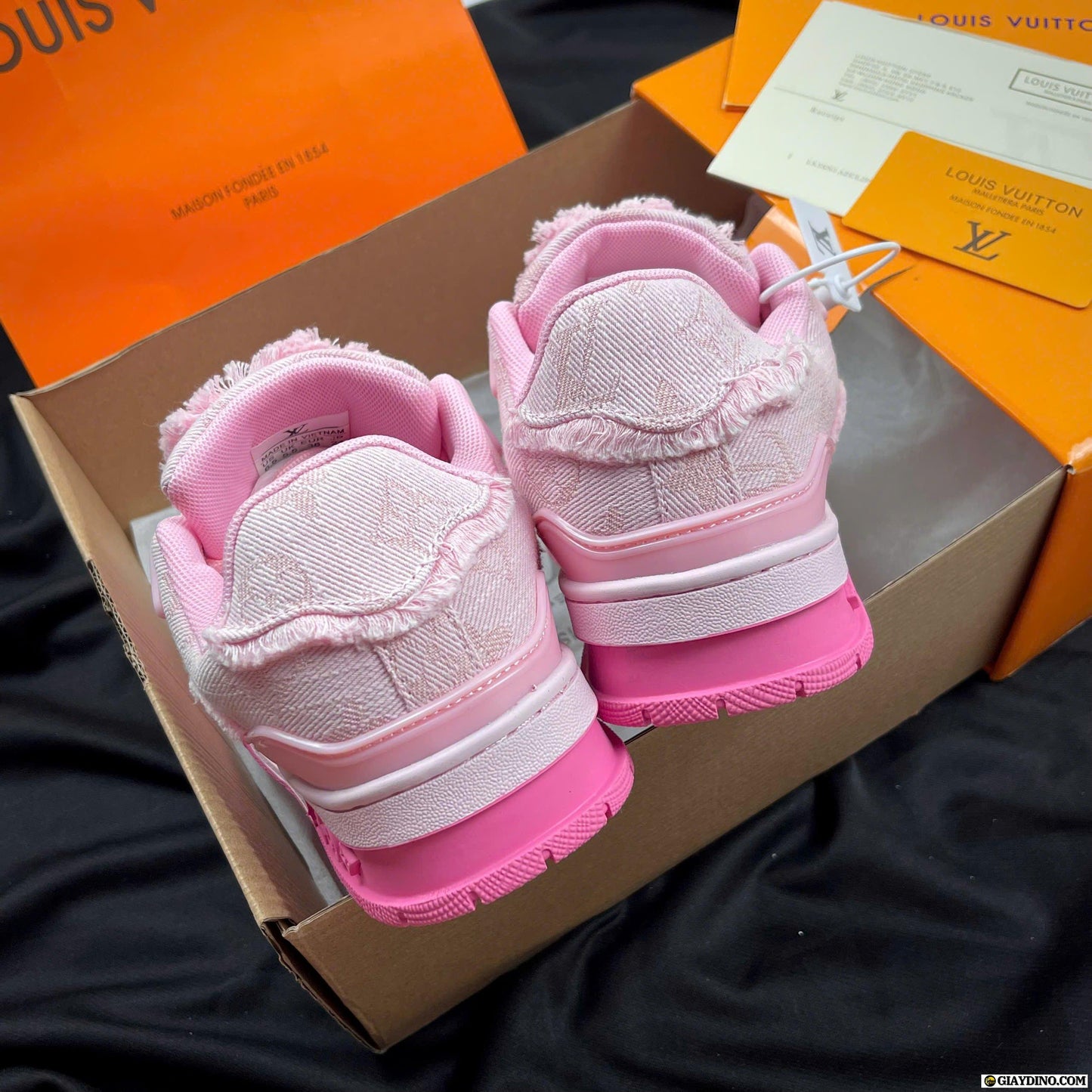 LV Pink Denim Skate Shoes