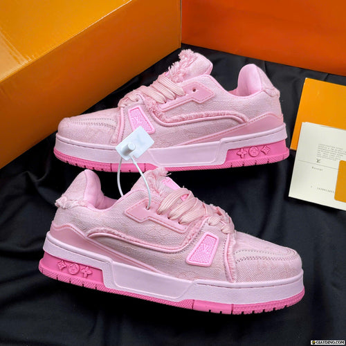 LV Pink Denim Skate Shoes