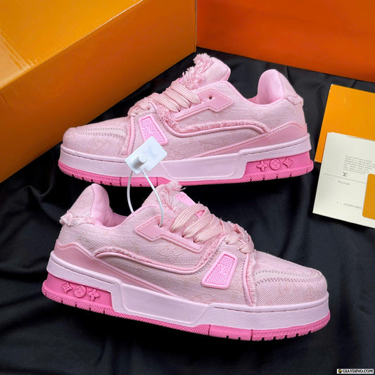 LV Pink Denim Skate Shoes