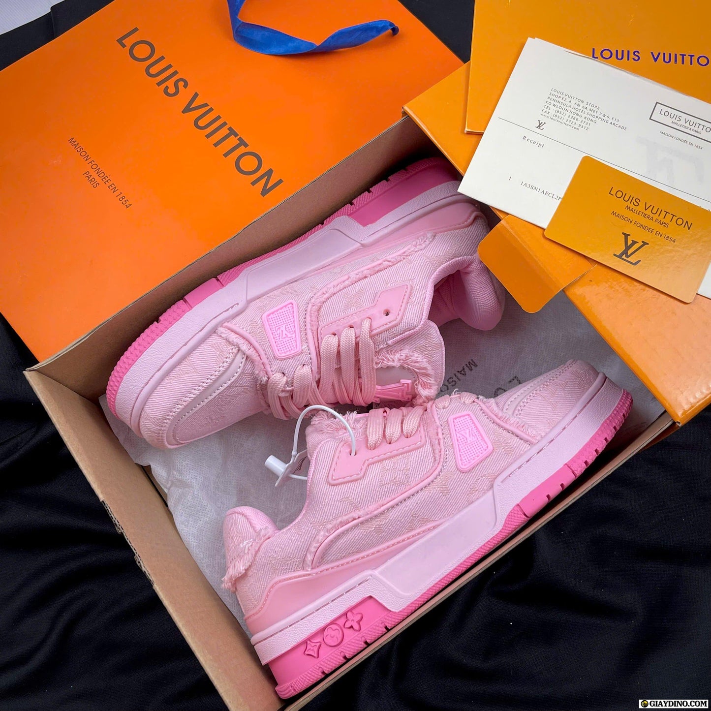 LV Pink Denim Skate Shoes